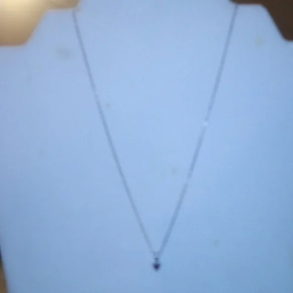 Sterling Silver Link Chain Small Dainty Amethyst Necklace - Size 16" - Picture 5 of 8